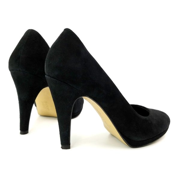 Women's Black Suede High Heel Shoes - Picture 4 of 8